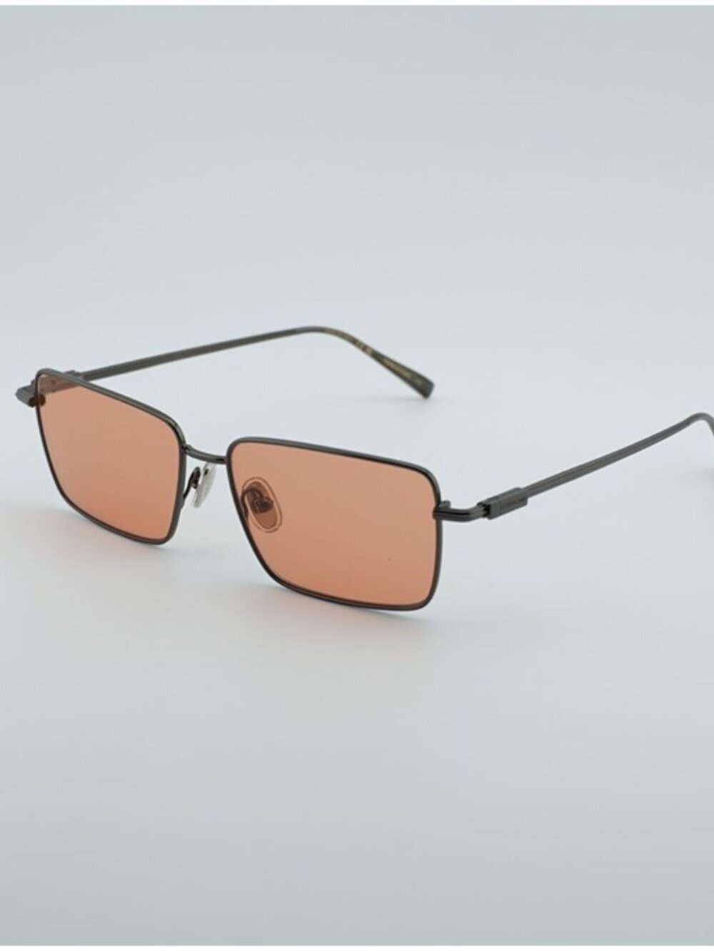 Salvatore Ferragamo SF309S 017 Sunglasses Gunmetal Rectangle Frame, Orange Lens